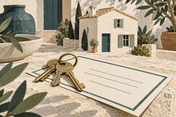 Illustration : clés et document d’enregistrement sans numéro
